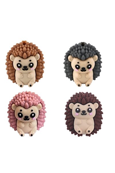 Choice 4 قطع من خرز السيليكون ثلاثي الأبعاد على شكل قنفذ لصنع المجوهرات، أقلا...