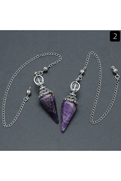 Choice حجر الجمشت الطبيعي الكريستالي ريكي البندول الكوارتز الوردي الجمشت سحر الشكل المخروطي السداسي