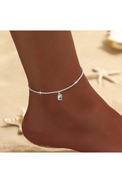 Choice سلسلة من طبقة واحدة B جديدة 925 مطلية بالفضة CZ أساور الكاحل للنساء وا...