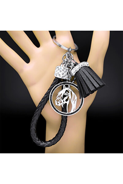 Choice A SR hei Animal Horse Head Crystal Stainless Steel Pendant Keychain fo...