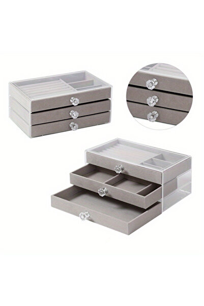 Choice GRAY 1PC. Simple Fashion Acrylic Drawer Type Jewelry Storage Box, Suit...