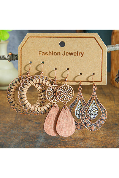 Choice X25090501-2 مجموعة أقراط بوهو فينتاج، أقراط متدلية من سلسلة بنية، تصمي...