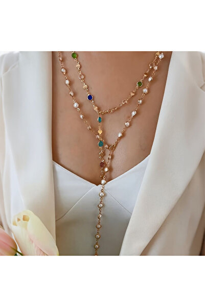 Choice AYA6579301 طقم قلادات على شكل حرف Y من قطعتين بتصميم عصري بسيط من اللؤ...