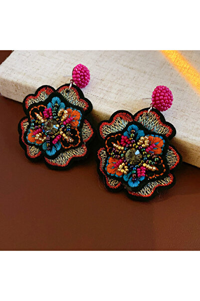 Choice HE23169-1 أقراط نسائية بتصميم فريد من نوعه على شكل زهرة مطرزة بحبات ال...