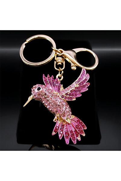 Choice A GD fen Pink Hummingbird Keychain for Women Men Rhinestone Gold Color...