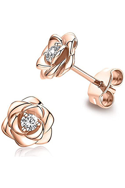 Choice E2229 Huitan Eternity Flower Stud Earrings with CZ Romantic Rose Ear A...