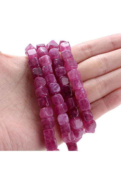 Choice5 8x8 مم 49 قطعة من حجر التورمالين الوردي الطبيعي الكريستالي الأباتيت ا...