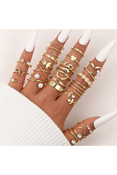 Choice مجموعة خواتم أنيقة عتيقة مكونة من 66 قطعة، مكونة من 22 قطعة، بتصميم هن...