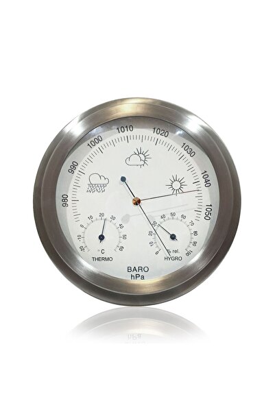 Saatistan Dayanıklı Metal Gövde Mekanik Ibreli Barometre, Büyük ve Beyaz Renk