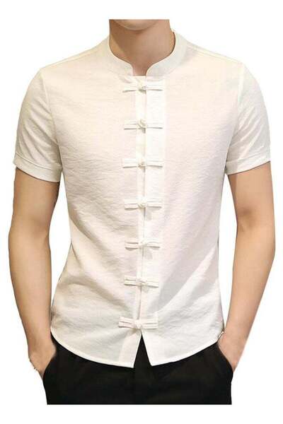 Generic Tang Short Sleeve Kung Fu Shirt - Beige