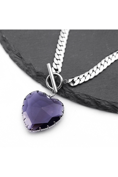 Choice zi 40cm SR Goth Punk Red Heart Necklace Choker for Women Stainless Ste...