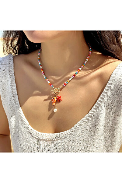 Choice قلادة خزفية ملونة مستوحاة من البحر البوهيمي على شكل سمكة ونجمة بحر، مص...