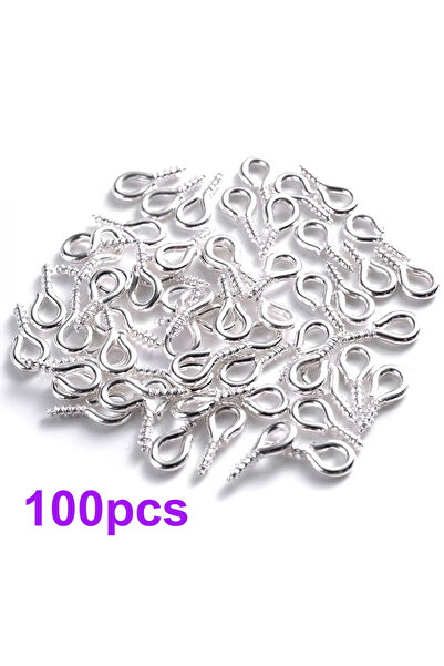 Choice B 100pcs 100Pcs 4x8mm Small Tiny Mini Metal Eyepins Hooks Eye Pins Eye...