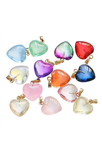 Choice مجموعة عشوائية مختلطة من 10 قطع من خرزات الكريستال والزجاج على شكل قلب...