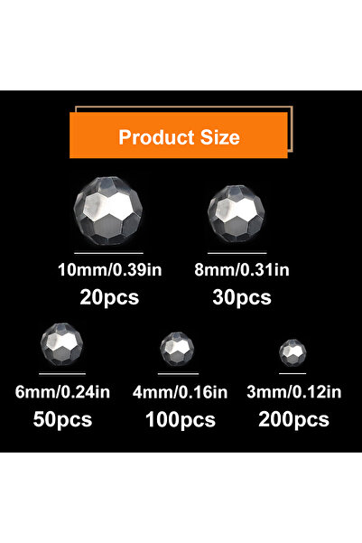 Choice3 3MM 200pcs Half Silver Color 20-200pcs Ball Faceted Shape Half Silver...