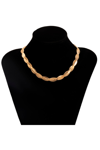 Choice قلادة ذهبية اللون على شكل ثعبان مسطح ملتوي من بانك للنساء، عقد أنيق من...