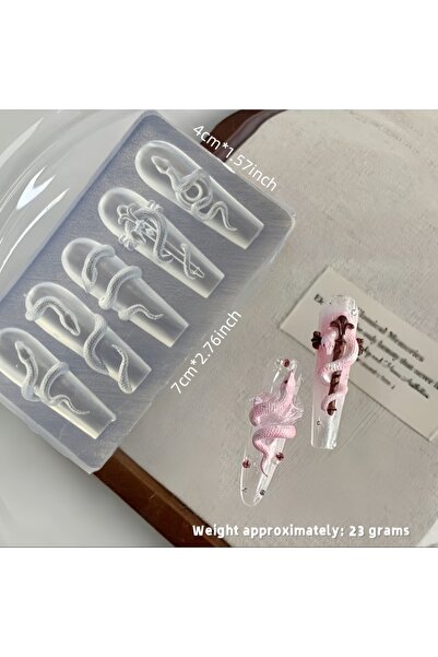 Choice قالب أظافر سيليكون على شكل ثعبان - قطعة واحدة - 33 - تصميم ثلاثي الأبع...