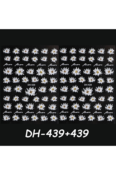 Choice قطعتان من ملصقات الأظافر ثلاثية الأبعاد على شكل زهرة بيضاء من DH-439-4...