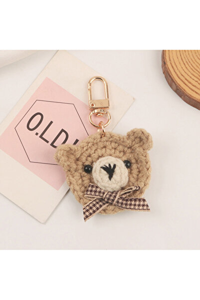 Choice Khaki Handmade Wool Woven Bowtie Bear Keychains Earphone Pendant Decor...