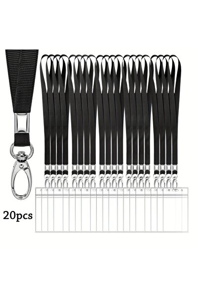 Choice black 20pcs Neck Lanyard for Keys Keychain ID Badge Holder with Waterp...
