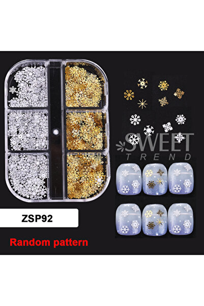 Choice ZSP92 1/3 صناديق ندفة الثلج 3D زخرفة فن الأظافر الذهبي الأبيض رقيقة جد...