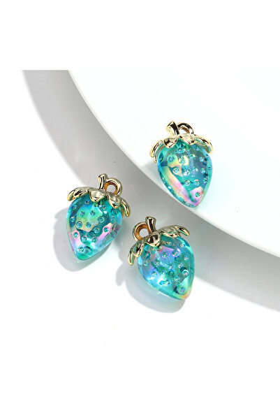 Choice 10 قطع من المعلقات الأكريليكية الشفافة على شكل فراولة زرقاء شفافة مقاس...