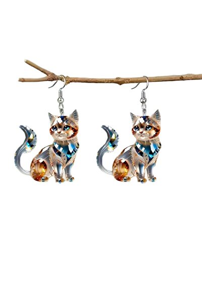 Choice MULTI 1 pair of flat 2D acrylic Persian cat earrings, fashionable desi...