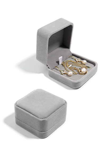 Choice النمط 3 (7x7x4 سم) صندوق تخزين مجوهرات مخملي رمادي قطعة واحدة، أقراط، ...