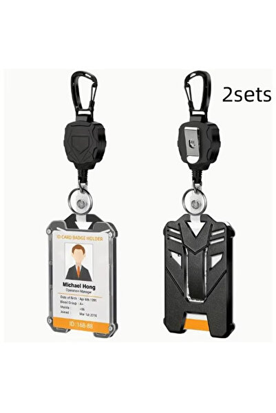 Choice 2 Sets Retractable Cover Duty Pull Reel Carabiner Key Chains Strong St...