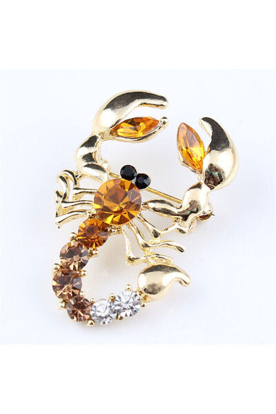 Choice دبوس مجوهرات ذهبي اللون مزخرف بأحجار الراين المقلدة لحفلات الزفاف مصنوع من الكريستال المقلّد