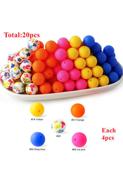 Choice La24-06 20 قطعة/مجموعة 15 مم من خرز السيليكون المستدير مجموعات خرز مطب...