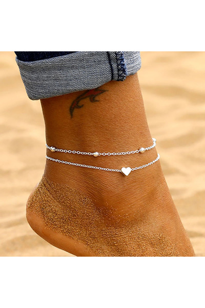 Choice AG1031silver على شكل قلب خلخال أزياء قابلة للتعديل مجموعة مجوهرات نسائية الأكثر مبيعا سلسلة خرز على شكل قلب