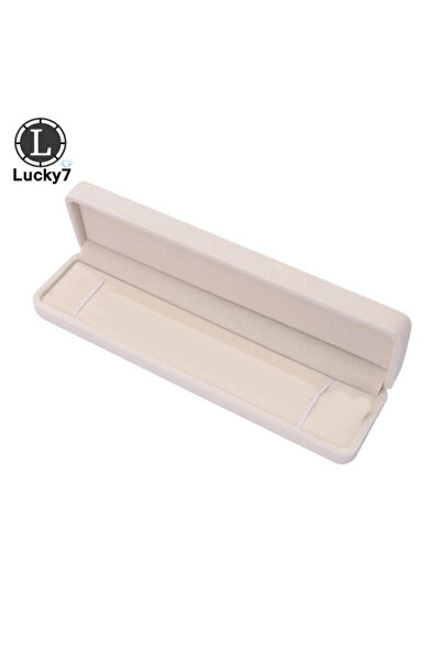 Choice صندوق قلادة بيج، صندوق عرض مجوهرات مخملي بيج، خاتم زفاف فاخر، أقراط، ق...