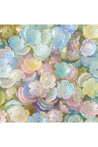 Choice 50 قطعة من خرزات الزهور الصغيرة ثنائية اللون من الأكريليك AB مقاس 11 م...