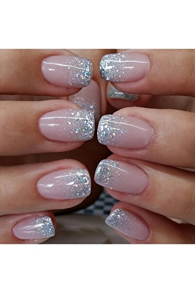 Choice مجموعة من 24 قطعة من أظافر صناعية لامعة للنساء والفتيات، أطراف وردية س...