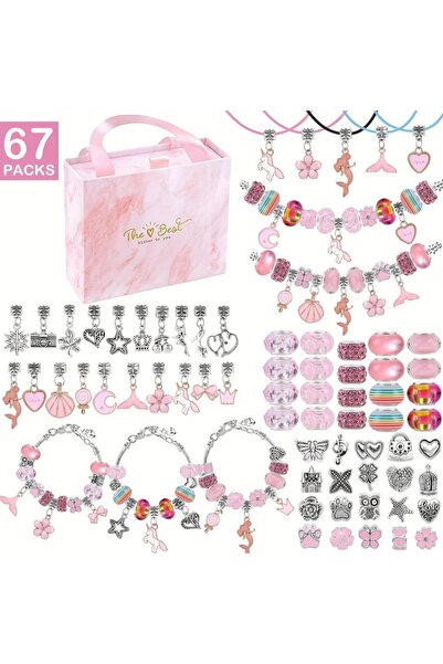Choice Pink 67pcs Pink 67pcs Pink Jewelry Making Kits -Charm Bracelet Making ...