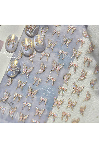 Choice ملصق أظافر ذاتي اللصق خماسي الأبعاد MS764-1 على شكل فراشة جيلي لامعة و...