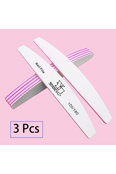 Choice 3 قطع من مبرد الأظافر الأبيض بحبيبات 100/180 ومبرد أظافر نصف قمري وورق...