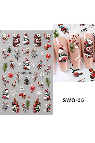 Choice ملصقات أظافر SWO-35 ذاتية اللصق على شكل ندفة ثلج كرتونية لتزيين أظافر ...
