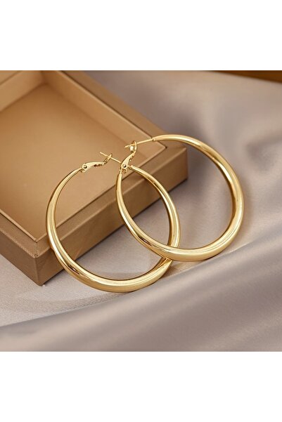 Choice أقراط دائرية كبيرة من الفولاذ المقاوم للصدأ 316L من الذهب مقاس 40 مم، ...