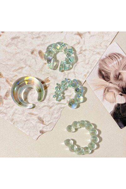 Choice مجموعة من 4 قطع من أقراط الأذن النسائية بدون خيوط، أزياء أوروبية وأمري...