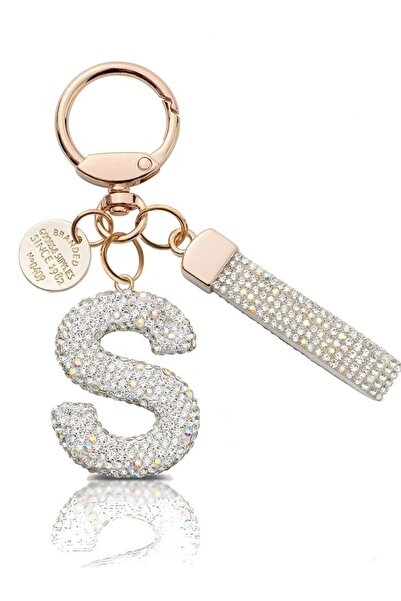 Choice S 26 English Initial Letter Inlaid Rhinestone Advanced Keychain Simple...