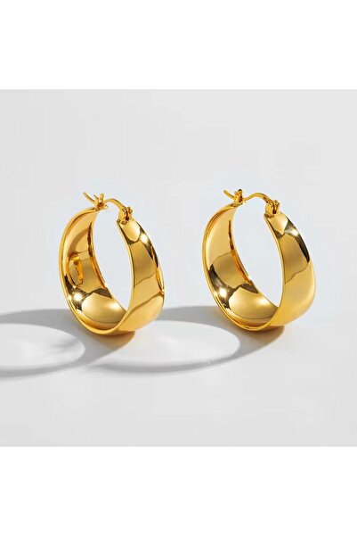 Choice 30mm Gold 25/30mm Stainless Steel Gold Plated Smooth Wide Hoop Earring...