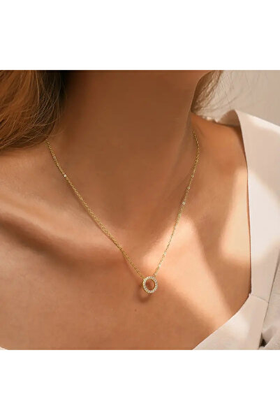 Choice XL1241 Huitan Simple Stylish Circle Shaped Pendant Necklace Full with ...