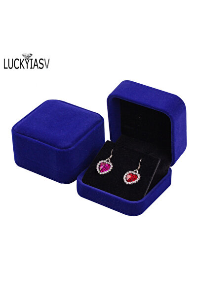 Choice صناديق تخزين المجوهرات ذات الغطاء القابل للطي باللون الأزرق الداكن، أق...