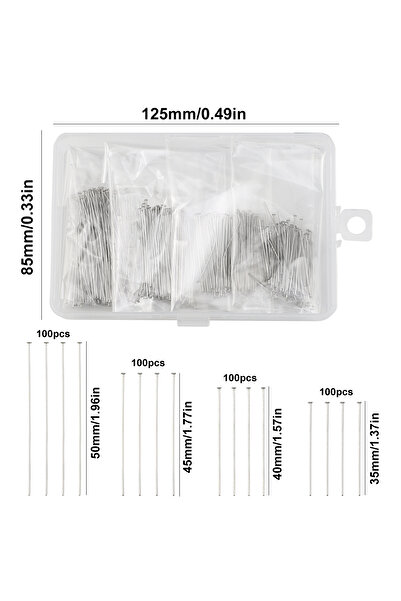 Choice TH124 400 قطعة/صندوق 35-50 مم دبوس مسطح من الفولاذ المقاوم للصدأ، دبوس...