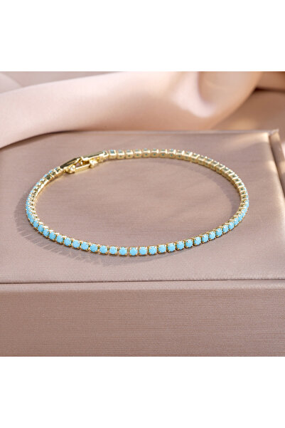 Choice سوار تنس من الزركونيوم الفيروزي بتصميم جديد من Yupsk للنساء، سوار رفيع...