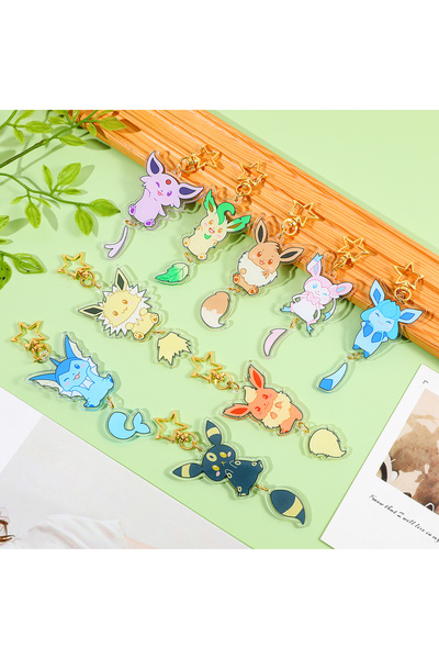 Miniso 10 cm SS0364(9PCS) 1pc/9pcs Pokemon Eevee Family Series Keychain Adora...