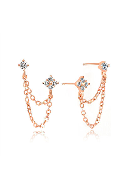Choice Rosegold Women's Fashion Double Piercing Tassel Earrings Simple Stylis...