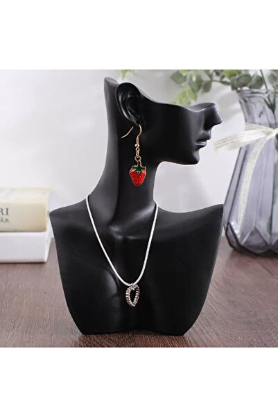 Choice حامل عرض مجوهرات مانيكان أسود M من الراتينج، وجه جانبي، رأس تمثال نصفي، قلادة وأساور، مقاس M